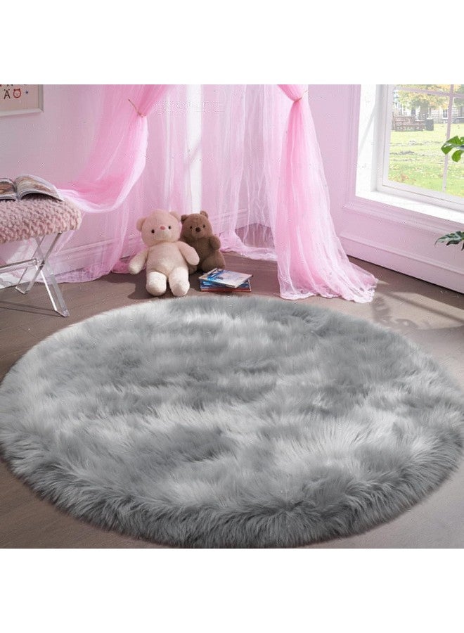 CottonFry Ultra Soft Round Faux Sheepskin Fur Area Circular Shaggy Rug Round Fluffy Area Rugs Plush Circle Floor Carpet Mat for Bedroom Living Room Floor Decor - Image 5