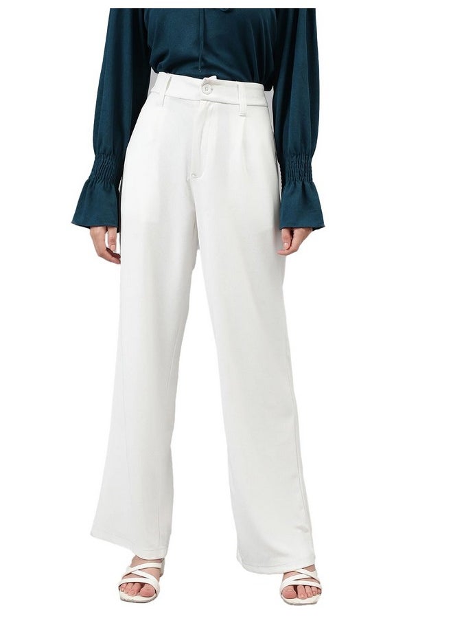 Kotty KOTTY Womens Polyester Blend Straight Fit Trousers Bright White  - Image 1