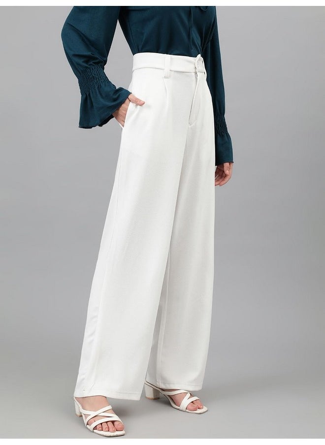 Kotty KOTTY Womens Polyester Blend Straight Fit Trousers Bright White  - Image 2