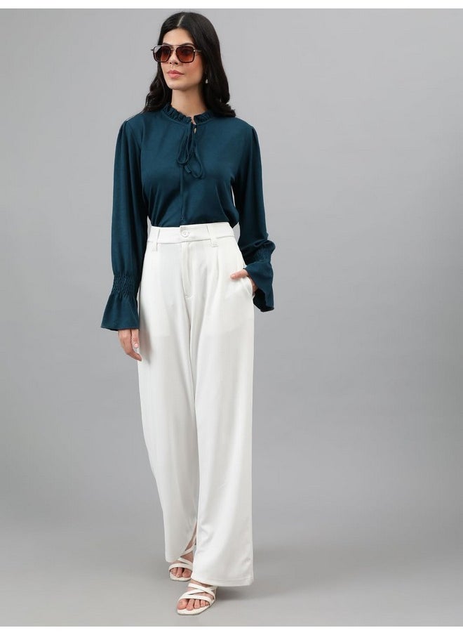 Kotty KOTTY Womens Polyester Blend Straight Fit Trousers Bright White  - Image 3