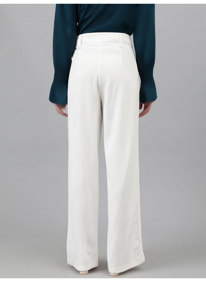 Kotty KOTTY Womens Polyester Blend Straight Fit Trousers Bright White  - Image 4