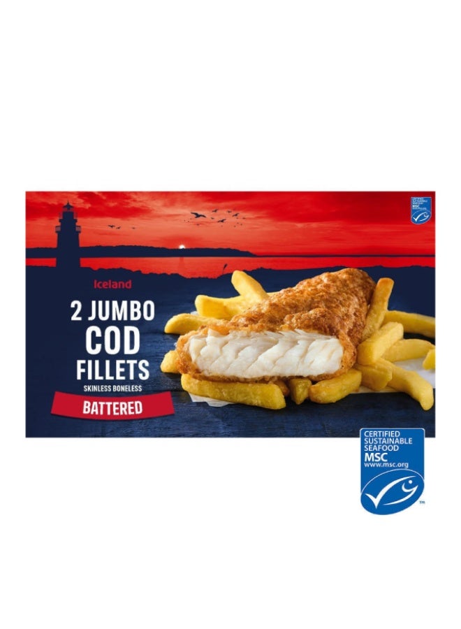 Battered Cod Fillets, Jumbo 410g, UK