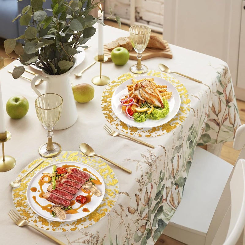 KesaPlan 100 PCS Disposable Gold Placemats Set 13 Metallic Round Doilies for Tables Gold Foil Mesh Pressed String Table Mats Thin Mesh Decorative Doilies for Wedding Holiday Party Christmas - Image 5