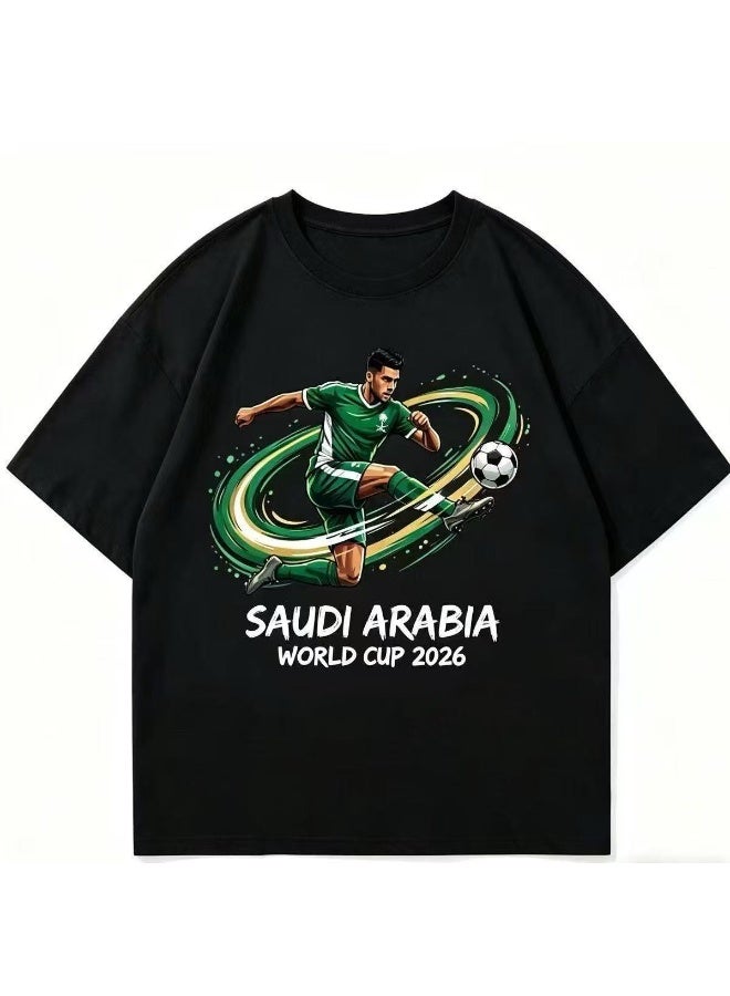 FIFA World Cup تي شيرت كرة القدم الأسود لكأس العالم 2026 السعودية مقاس 2XL - Image 1