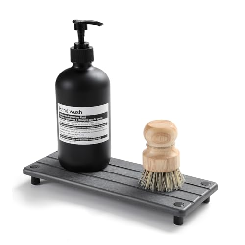 Razborci Sink Caddy Kitchen Sink Organizer, Water Absorbing Stone Tray for Sink,Diatomite Bathroom Counter Tray,Faucet Drying Mat Protector Coaster Soap Dish Rack Riser Vanity Dispenser Sponge Holder,10" x 4" - Image 1