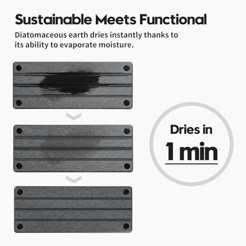 Razborci Sink Caddy Kitchen Sink Organizer, Water Absorbing Stone Tray for Sink,Diatomite Bathroom Counter Tray,Faucet Drying Mat Protector Coaster Soap Dish Rack Riser Vanity Dispenser Sponge Holder,10" x 4" - Image 3