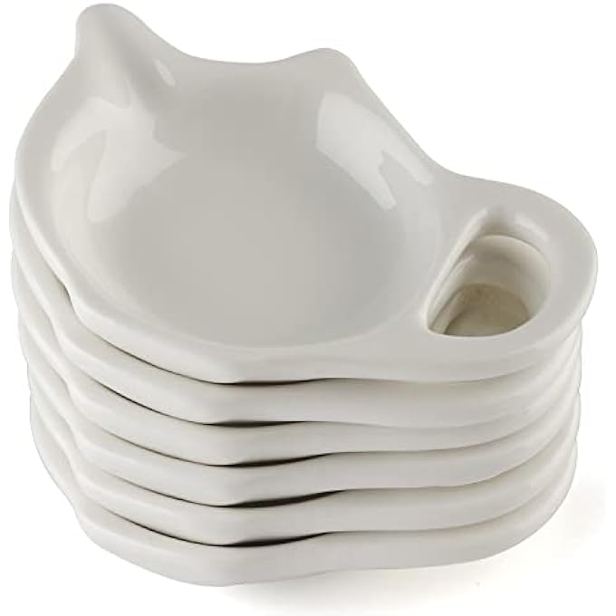 MOSYONE 6 White Ceramic Teapot Shaped Tea Bag Coasters Set Of 6 - Image 5