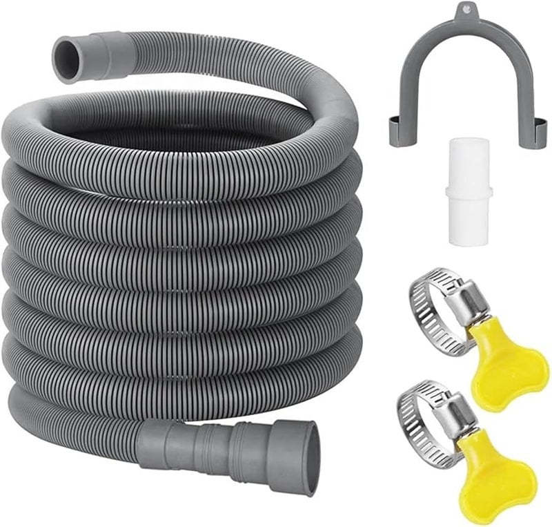 مجموعة تمديد خرطوم تصريف الغسالة العالمية 10 قدم مع قوس ومشابك موصل - Image 2
