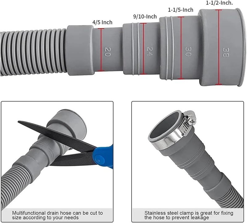 مجموعة تمديد خرطوم تصريف الغسالة العالمية 10 قدم مع قوس ومشابك موصل - Image 3