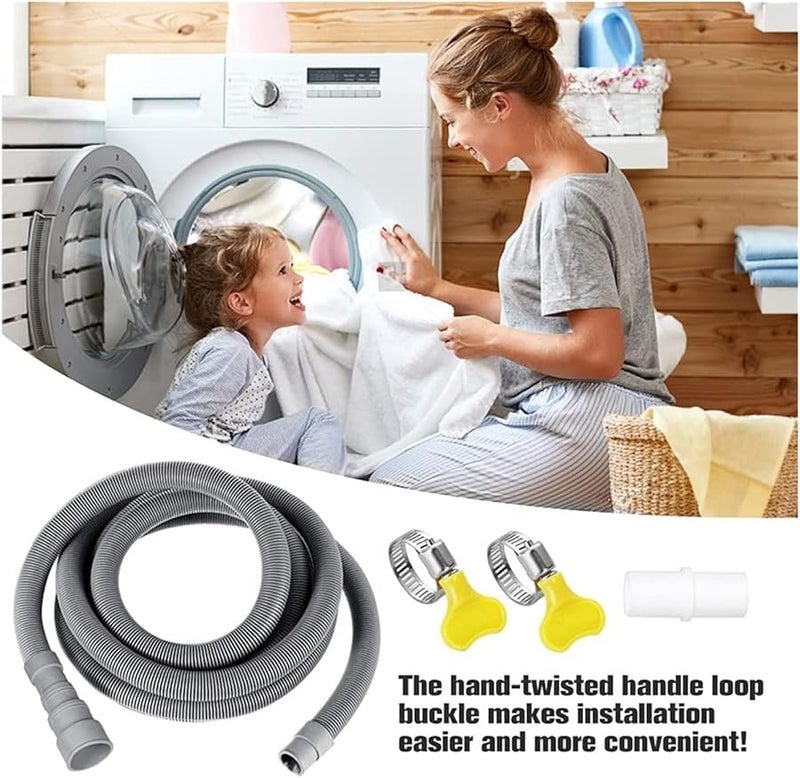 مجموعة تمديد خرطوم تصريف الغسالة العالمية 10 قدم مع قوس ومشابك موصل - Image 5