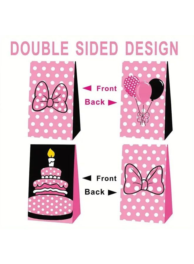 24 كيس هدايا باللونين الوردي والأسود بأربعة تصاميم ونمطين للتخزين، مناسب لحفلات الهالوين وعيد الميلاد وأعياد الميلاد، مقاس 8 × 3 × 4.7 × 3.1 بوصة. - Image 2