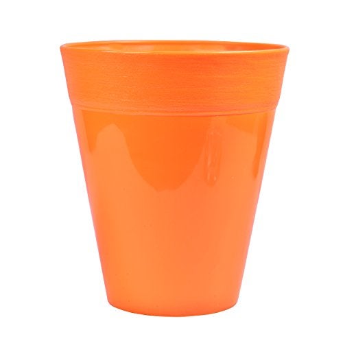 Sharpex Idel Dante Plastic 17 Series Ceramic Style Live Solid Color Flower Pot for Home Use (Orange, Regular) - Image 3