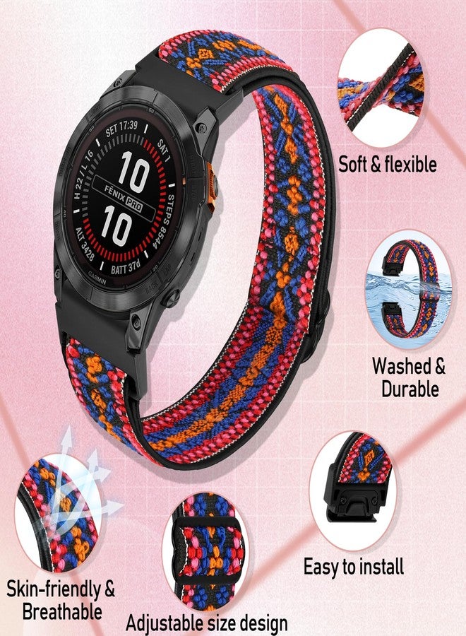 TumpCez أشرطة TumpCez Quickfit 22mm لجهاز Garmin Fenix 8 47mm/Fenix E 47mm/Fenix 7/Fenix 7 Pro/Fenix 6/Fenix 6 Pro/Fenix 5/5 Plus/Epix Gen 2/Approach S62/S60، حزام معصم من النايلون المرن - Image 4