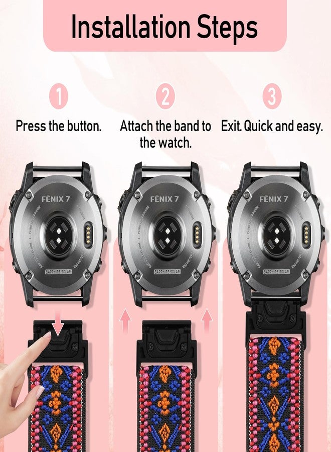 TumpCez أشرطة TumpCez Quickfit 22mm لجهاز Garmin Fenix 8 47mm/Fenix E 47mm/Fenix 7/Fenix 7 Pro/Fenix 6/Fenix 6 Pro/Fenix 5/5 Plus/Epix Gen 2/Approach S62/S60، حزام معصم من النايلون المرن - Image 5