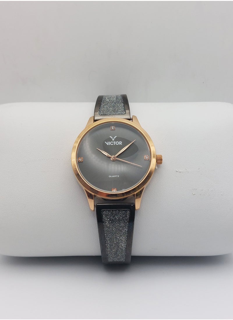 Victor - Women analog quartz Black Stainless Steel Band Watch V1422 - 32mm - Image 1
