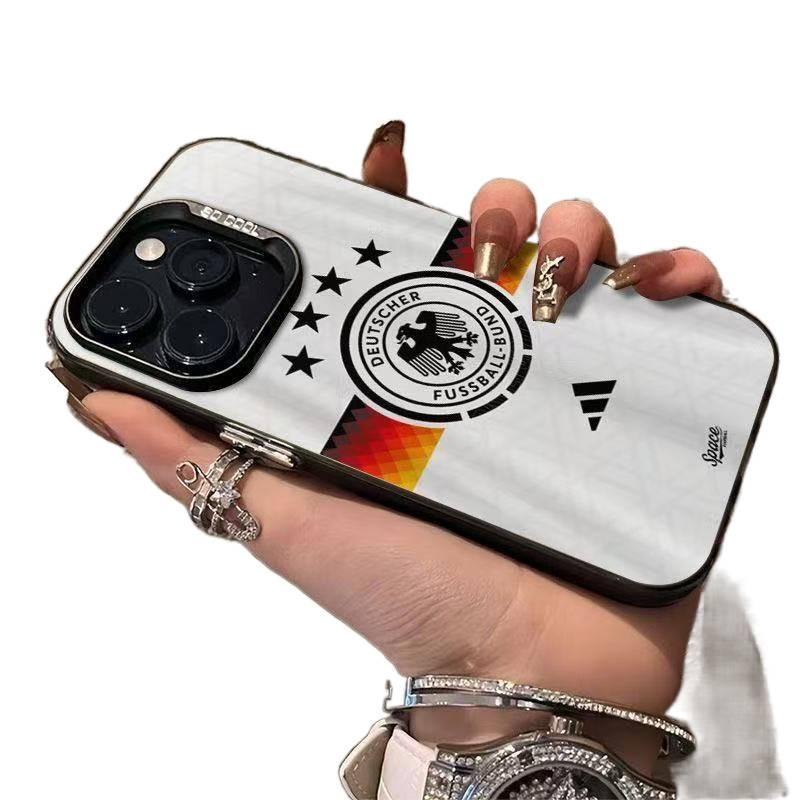 غطاء واقي بTPU لـ iPhone 14 / 14 Plus / 14 Pro / 14 Pro Max مع حماية من السقوط ومقاوم لبصمات الأصابع مع مقاوم للصدمات مع حامل قابل للطي مع تصميم كأس العالم باللون أسود بوظيفة حامل. - Image 3