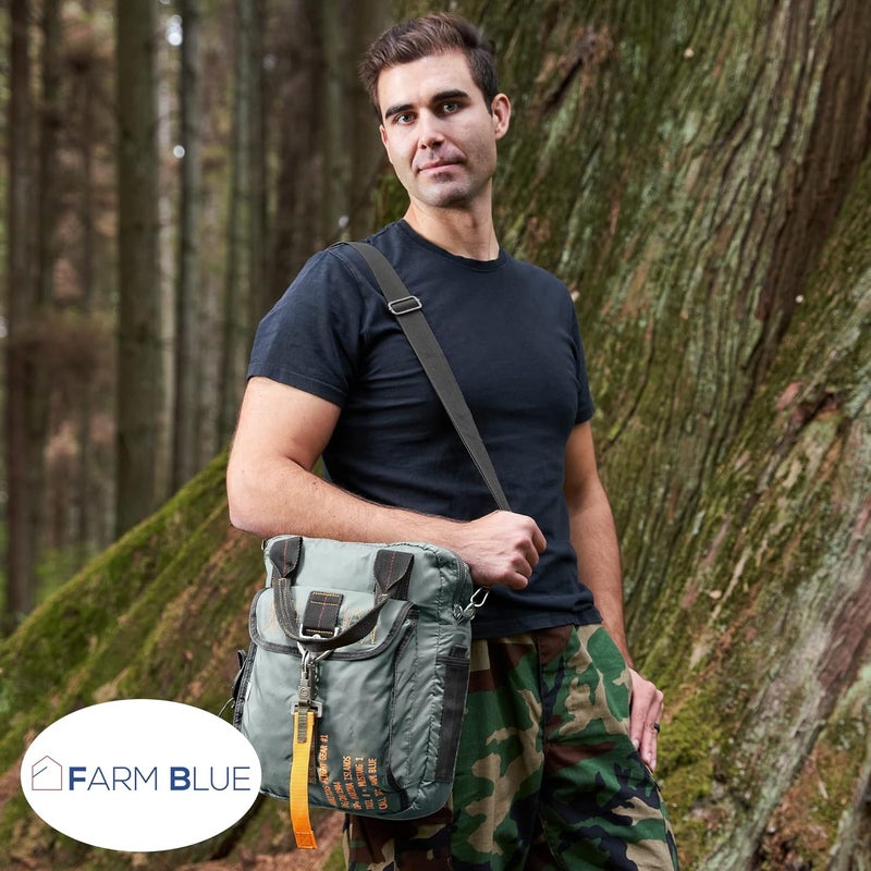 Farm Blue حقيبة الطيران التكتيكية الزرقاء من فارم - حقيبة خوذة الطيارين بالمظلات - طراز عسكري، رمادي F16، صغير - Image 3