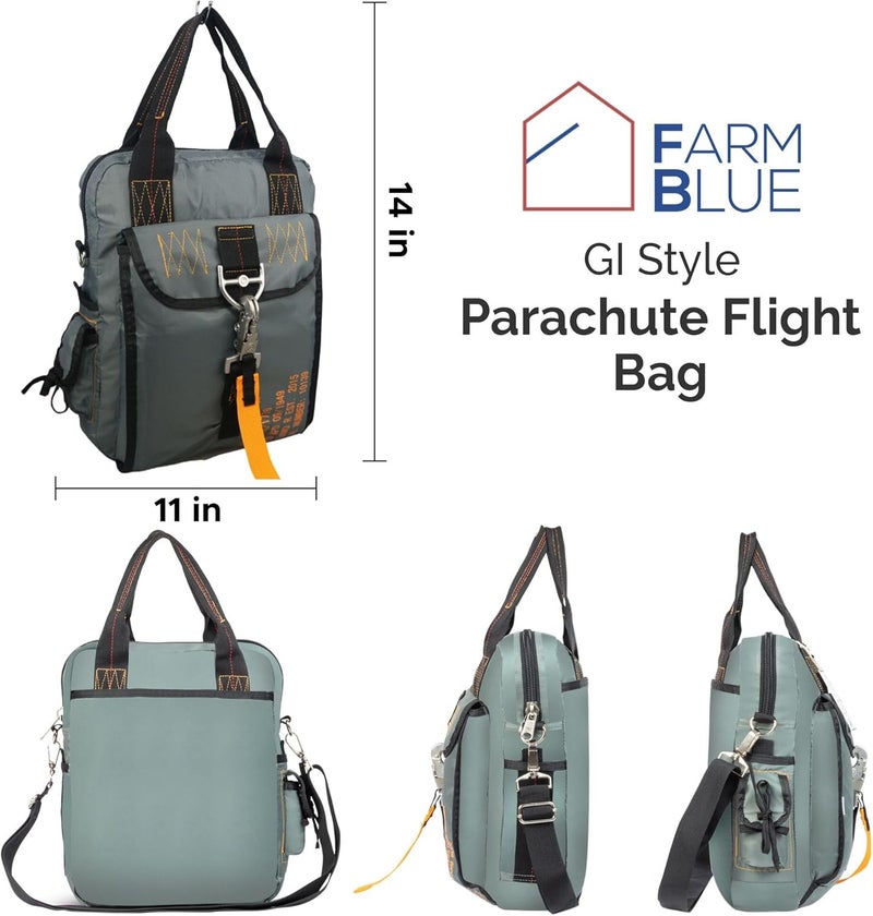 Farm Blue حقيبة الطيران التكتيكية الزرقاء من فارم - حقيبة خوذة الطيارين بالمظلات - طراز عسكري، رمادي F16، صغير - Image 4