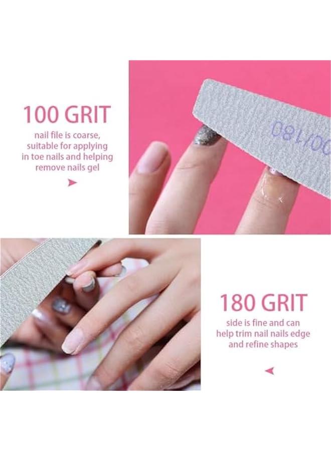 HOOKOR 8pcs Nail File Set, Professional Washable Double-Sided 100/180 Grit Nail Files, Emery Board Manicure Tools For Shining Nails, Shape Your Nails with Smooth Edges - Image 4