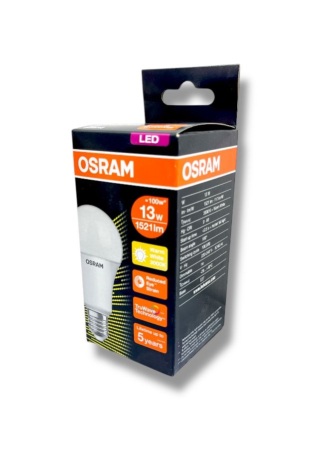 OSRAM LED Bulb 100% Original  13W, Warm White 3000K, 1521 Lumen - Image 3