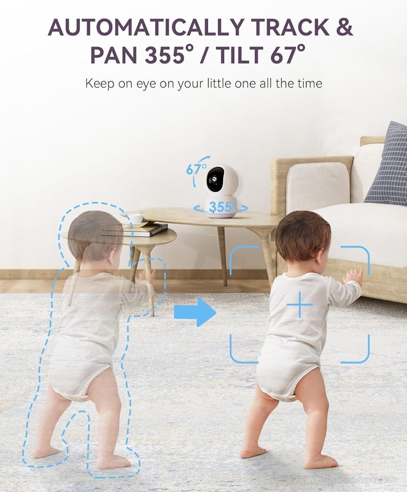 Comfyer Smart WiFi Baby Monitor  5 1080P Split Screen  2K Camera App Control Motion Alerts Sound Detection HD Night Vision 5050mAh Battery 2Way Talk MultiUser Triple Security 1600ft Range - Image 5