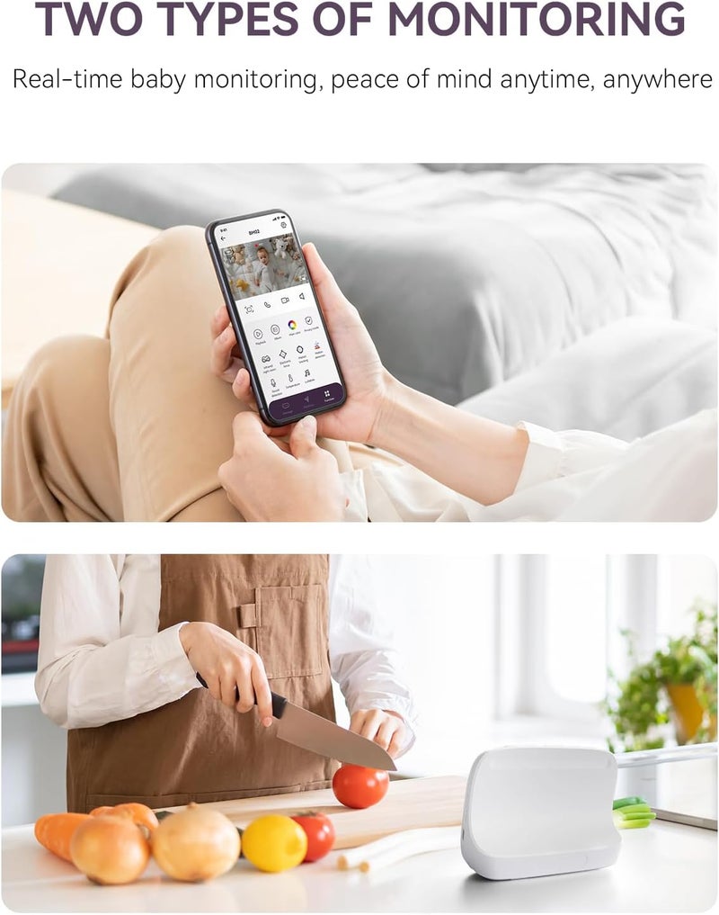 Comfyer Smart WiFi Baby Monitor  5 1080P Split Screen  2K Camera App Control Motion Alerts Sound Detection HD Night Vision 5050mAh Battery 2Way Talk MultiUser Triple Security 1600ft Range - Image 2