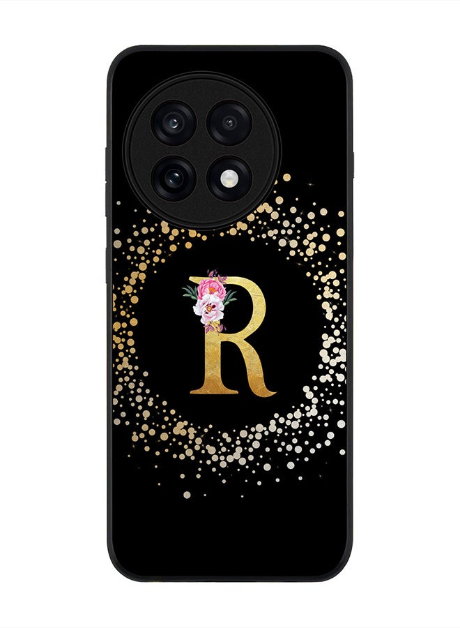 Stylizedd For OnePlus 13R / Ace 5 Pro Case,Slim fit Camera Protection, Shockproof Thin Phone cover  - Custom Monogram Floral - R ( Black )