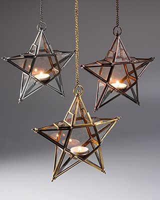ARTINCO Art India Collections Brass and Glass Star Lantern for Christmas Hanging Decor, Diwali Star Hanging Lantern 6.5 x 6.5 inches - Image 5