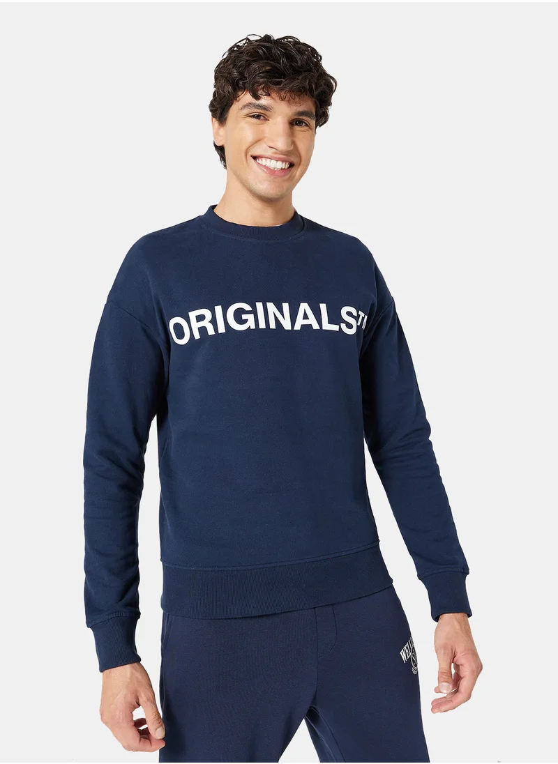 جاك اند جونز Logo Relaxed Crew Neck Sweatshirt