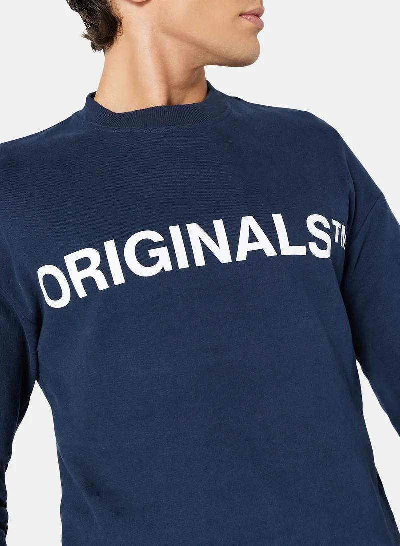JACK & JONES Logo Relaxed Crew Neck Sweatshirt