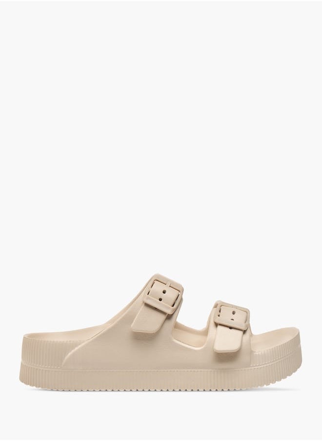 Flora Bella By Shoexpress - Womens Solid Slip-On Sandals With Buckle Accent - Image 1
