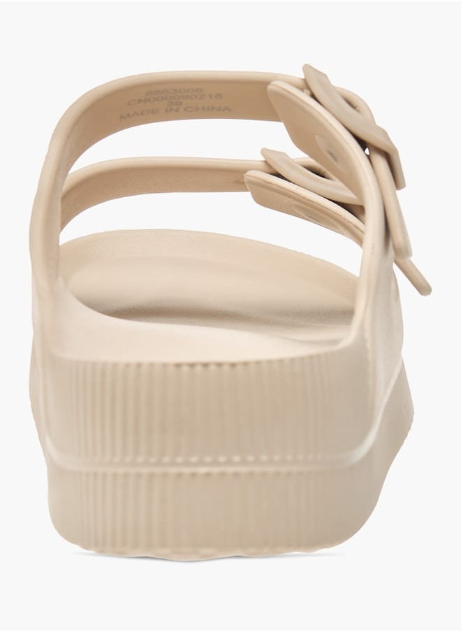 Flora Bella By Shoexpress - Womens Solid Slip-On Sandals With Buckle Accent - Image 1