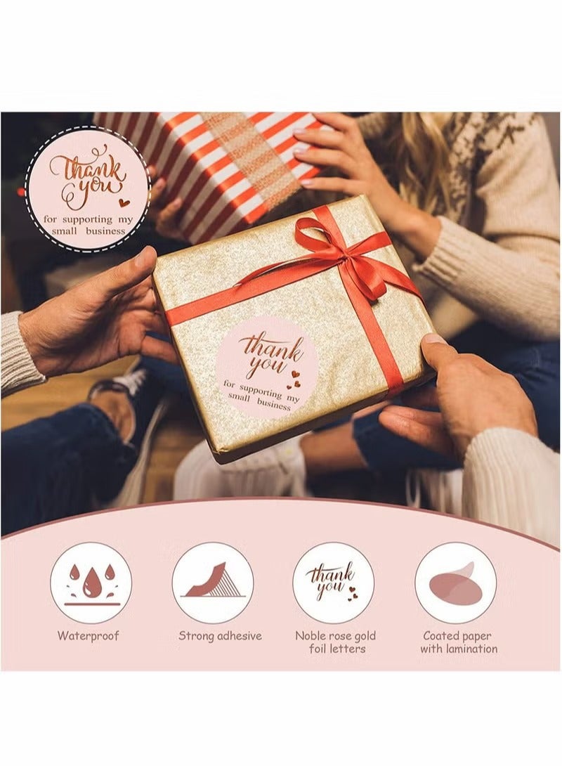 general بطاقات وملصقات الشكر، بطاقات تهنئة شكر باللون الوردي برقائق ذهبية مقاس 1.5 بوصة، ملصقات شكرًا لك على دعم أعمالي الصغيرة لمتاجر التجزئة عبر الإنترنت، ملحقات العبوات (600 قطعة باللون الوردي) - Image 4