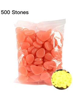 NIBEMINENT 500-Piece Glow In Dark Luminous Pebble Stones Orange  - Image 1