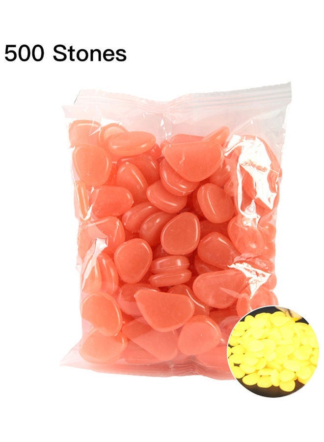 NIBEMINENT 500-Piece Glow In Dark Luminous Pebble Stones Orange  - Image 1