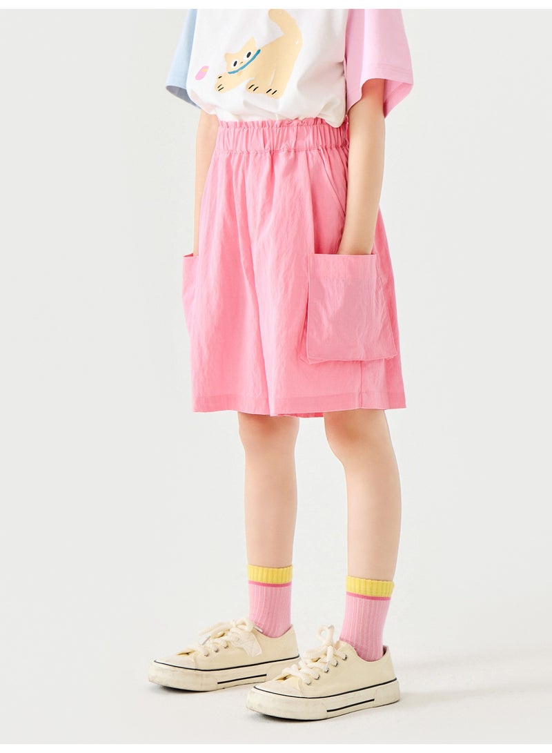 ميني بالا شورت عادي لبنات أطفال بحيز مرن وبطولات كارجو فاشلة ناعمة وقابلة للتنفس وخفيفة الوزن ومريحة لأسلوب الأناقة الصيفية الجديد المتسخ للارتداء اليومي للبنات - Image 2