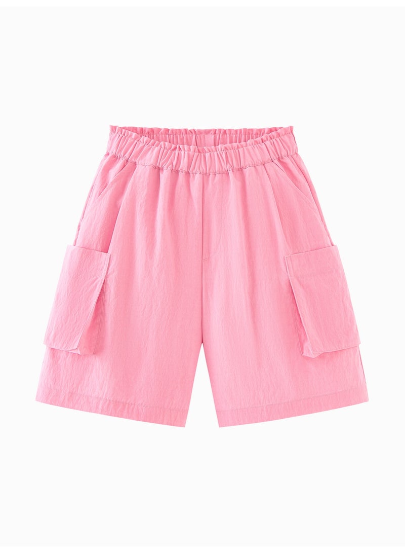 ميني بالا شورت عادي لبنات أطفال بحيز مرن وبطولات كارجو فاشلة ناعمة وقابلة للتنفس وخفيفة الوزن ومريحة لأسلوب الأناقة الصيفية الجديد المتسخ للارتداء اليومي للبنات - Image 4