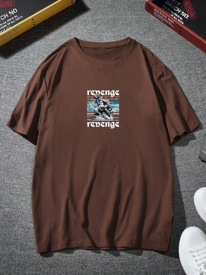 DogFish Oversize Printed Brown Color Casual T-Shirt 100% Cotton