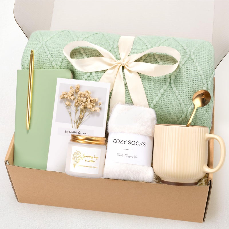 Giftissimo Birthday Gifts for Women - Get Well Soon Self Care Gift Baskets, Thinking of You Care Package Box for Women Her Mom Sister Wife Girlfriend Best Friend Grandma Coworker (Sage Green) - Image 1