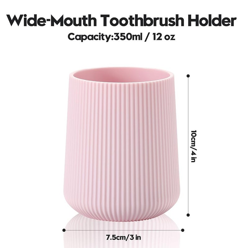 YAUKPH Pink Striped Toothbrush Holder for Electric Toothbrushes Bathroom Organizer for Toothpaste Kids & Adults - Image 5