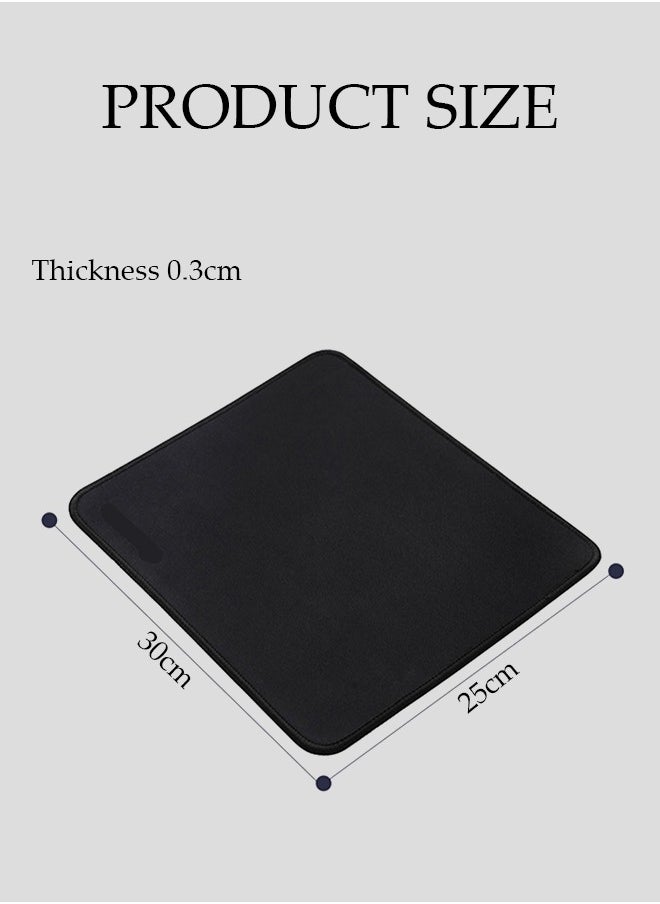 Standard Mouse Pad with Stitched Edges, Comfortable Mouse Mat Pad, Non-Slip Rubber Base Mousepad for All Types of Mouse Laptop Computer PC 300*250mm Black