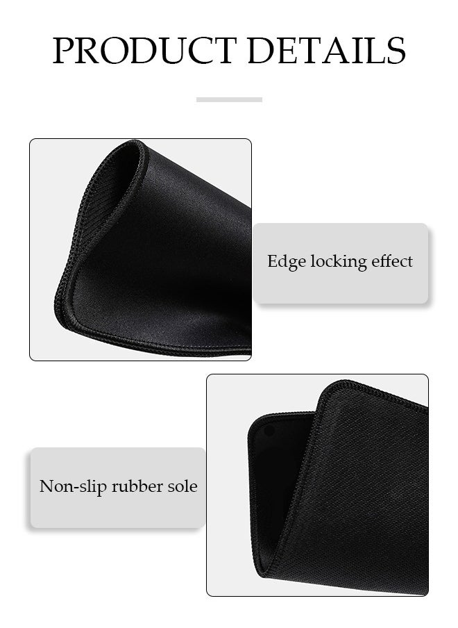 Standard Mouse Pad with Stitched Edges, Comfortable Mouse Mat Pad, Non-Slip Rubber Base Mousepad for All Types of Mouse Laptop Computer PC 300*250mm Black