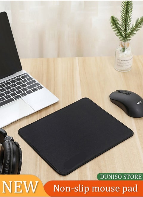 Standard Mouse Pad with Stitched Edges, Comfortable Mouse Mat Pad, Non-Slip Rubber Base Mousepad for All Types of Mouse Laptop Computer PC 300*250mm Black