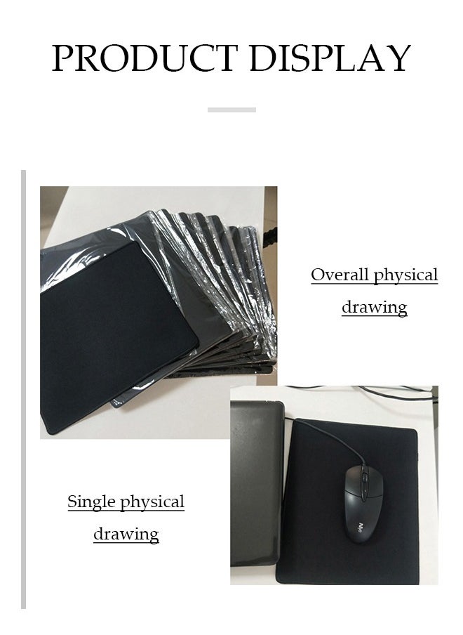 Standard Mouse Pad with Stitched Edges, Comfortable Mouse Mat Pad, Non-Slip Rubber Base Mousepad for All Types of Mouse Laptop Computer PC 300*250mm Black