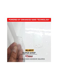 KLAPiT KLAPiT Super Strip EZHold - pre-cut 1"x1" Heavy-Duty Mounting Tape Squares, double sided, Waterproof, transparent Holds up to 15 LB (6.8 kg) instant, clean adhesion and leaves no residue (16pc)  - Image 2