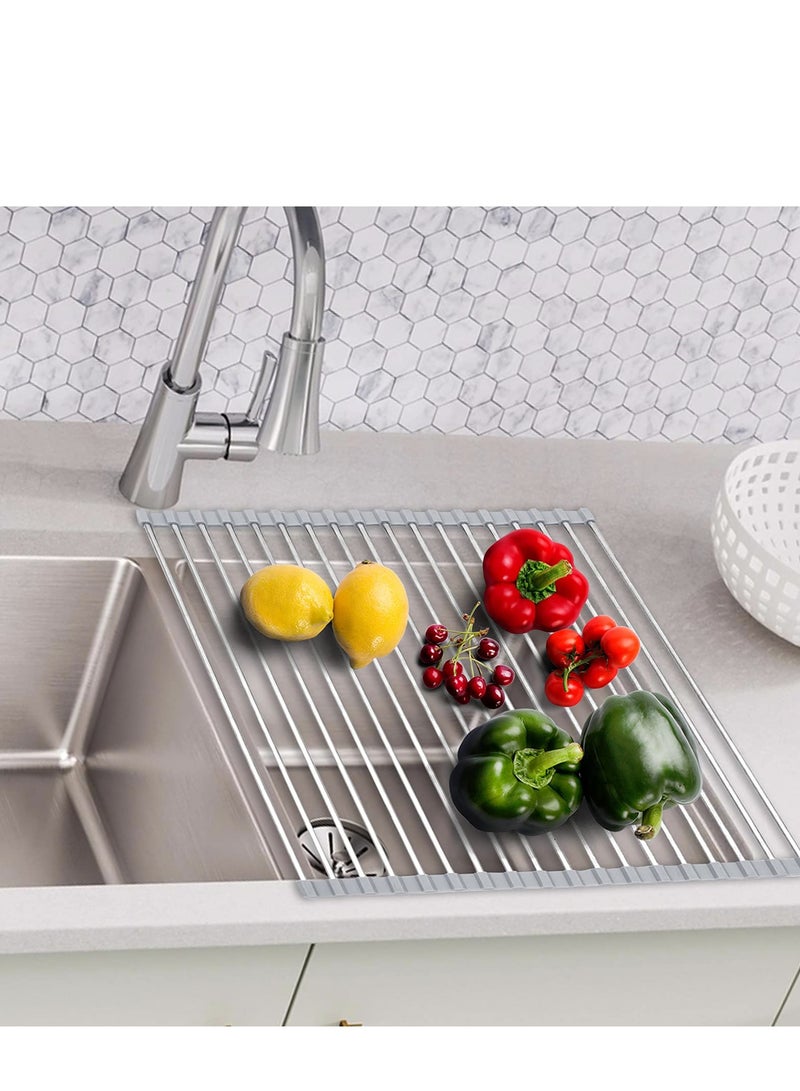 SYOSI Friusate Sink Caddy Over the Sink Multipurpose Roll-Up Dish Drying Rack - Image 2