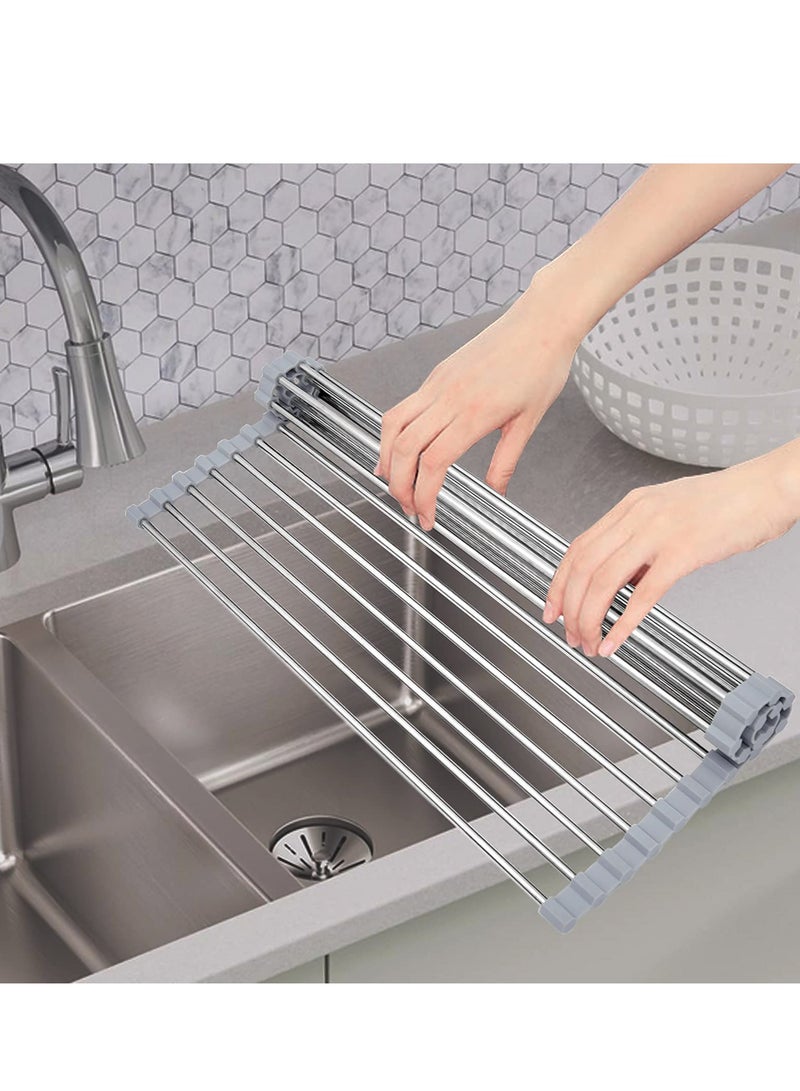 SYOSI Friusate Sink Caddy Over the Sink Multipurpose Roll-Up Dish Drying Rack - Image 5