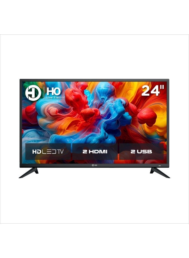 تلفزيون LED مقاس 24 بوصة عالى الدقة– شاشة IPS، مدخل HDMI وUSB وAV وRF وVGA ومدخل كمبيوتر