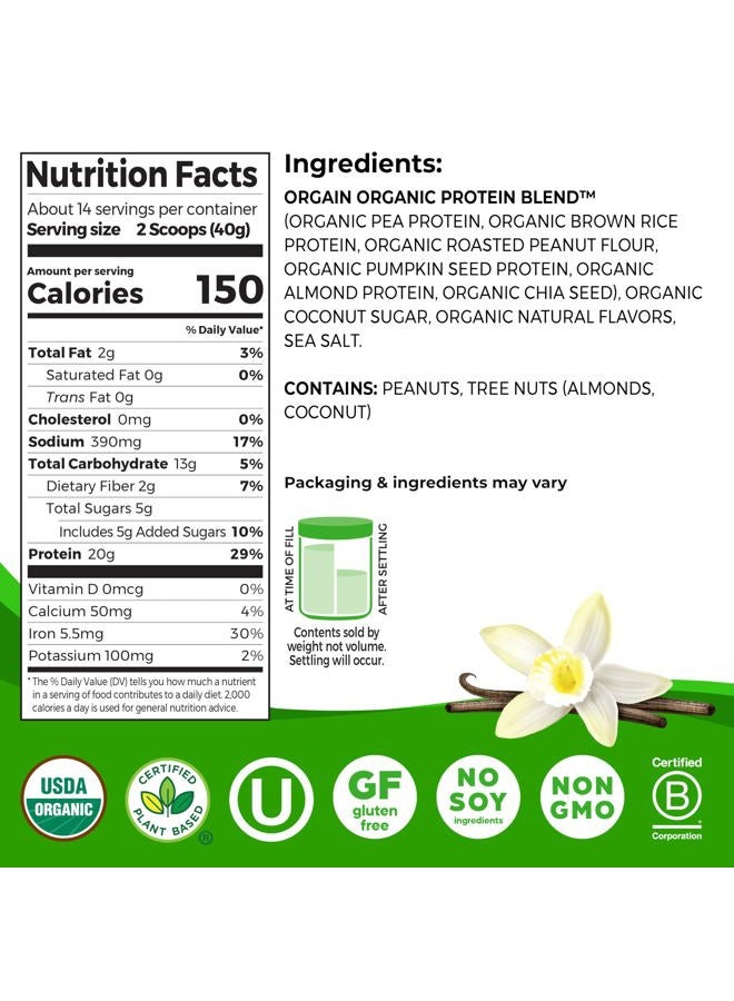 Orgain Organic Simple Vegan Protein Powder, Vanilla - 20g Plant Based Protein, Made with less Ingredients, No Artificial Sweeteners, Gluten Free, No Dairy or Lactose, 1.25 lb (Packaging May Vary) - Image 2
