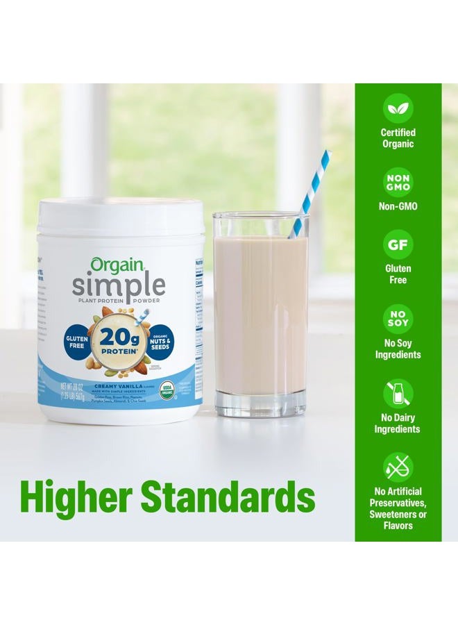 Orgain Organic Simple Vegan Protein Powder, Vanilla - 20g Plant Based Protein, Made with less Ingredients, No Artificial Sweeteners, Gluten Free, No Dairy or Lactose, 1.25 lb (Packaging May Vary) - Image 3